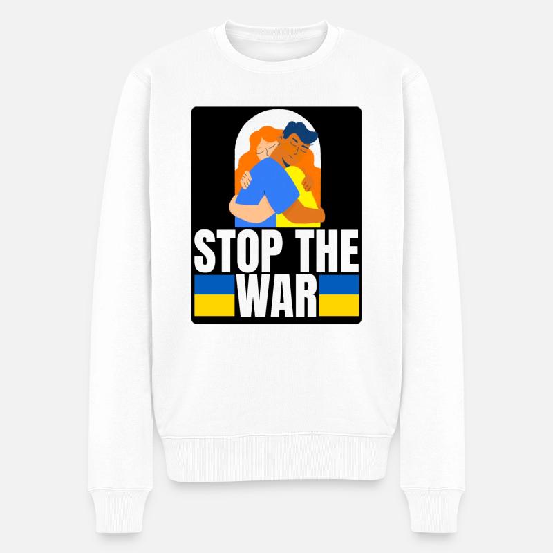 Ukraine - Männer Premium Bio Pullover - Weiß