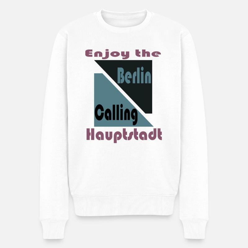 Berlin Calling - Enjoy the Hauptstadt - Männer Premium Bio Pullover - Weiß
