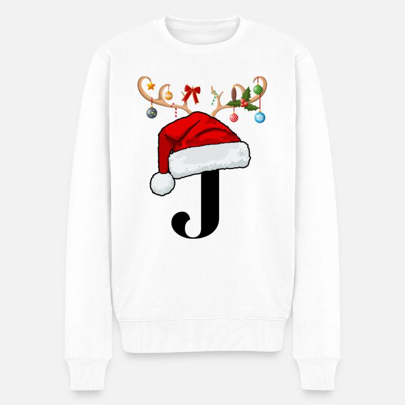 Brief J Weihnachtsmütze - Männer Premium Bio Pullover - Weiß