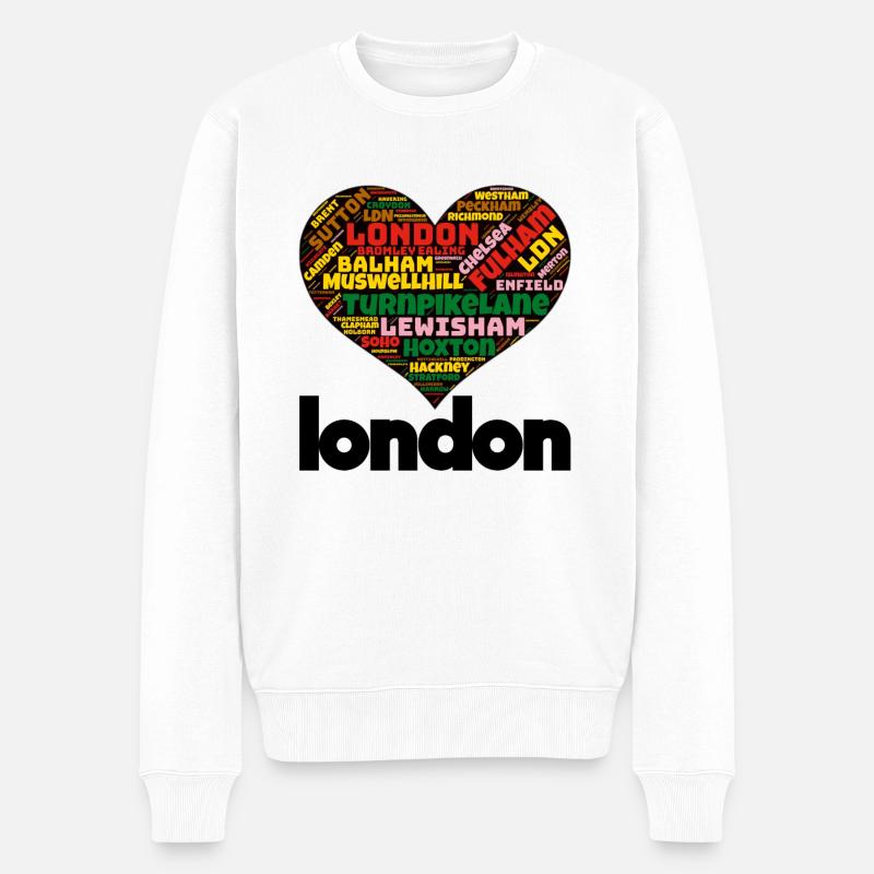 London - Männer Premium Bio Pullover - Weiß