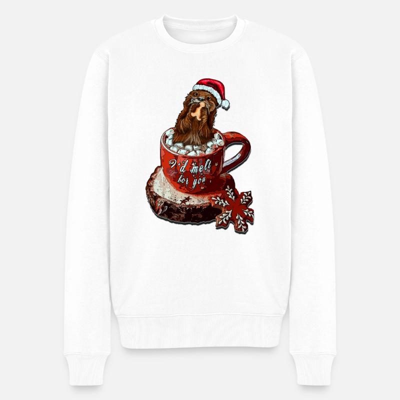 Weihnachtsotter Illustration mit Lebkuchenmann - Männer Premium Bio Pullover - Weiß
