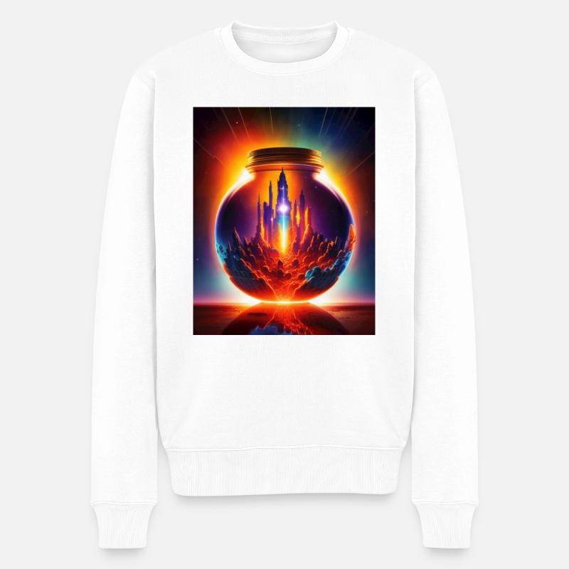Eine Welt in der Flasche - Männer Premium Bio Pullover - Weiß