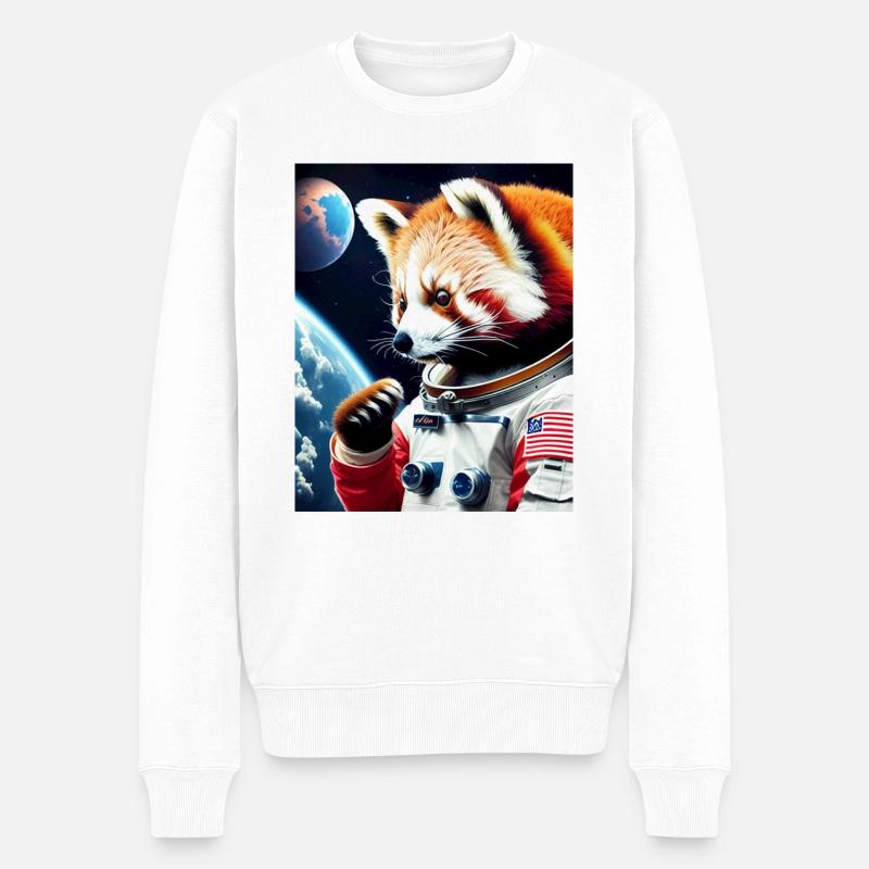 Panda roux dans l’espace - Pull Premium bio Homme - blanc
