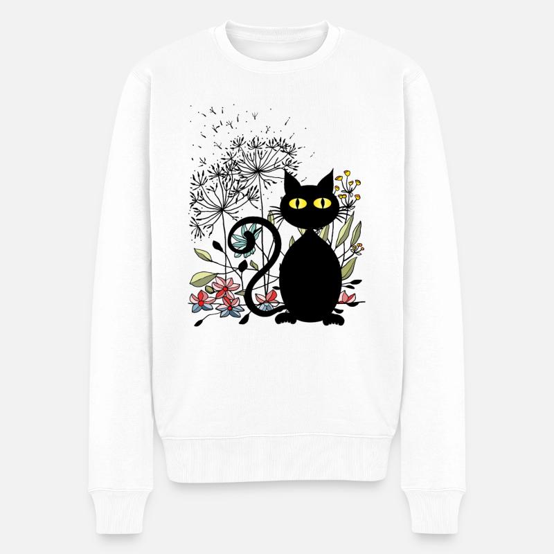 Cat - Men's Premium Organic Jumper - white