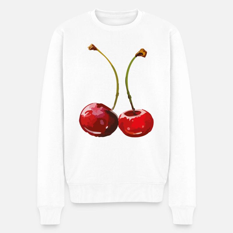 kirschen - Männer Premium Bio Pullover - Weiß