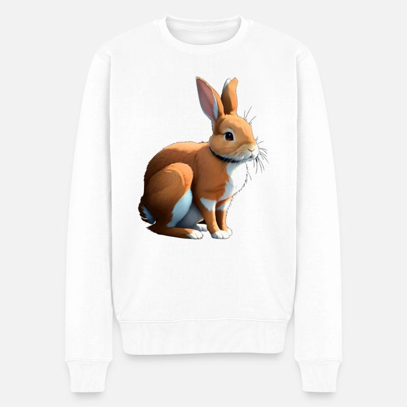 Orangefarbenes Kaninchen - Männer Premium Bio Pullover - Weiß