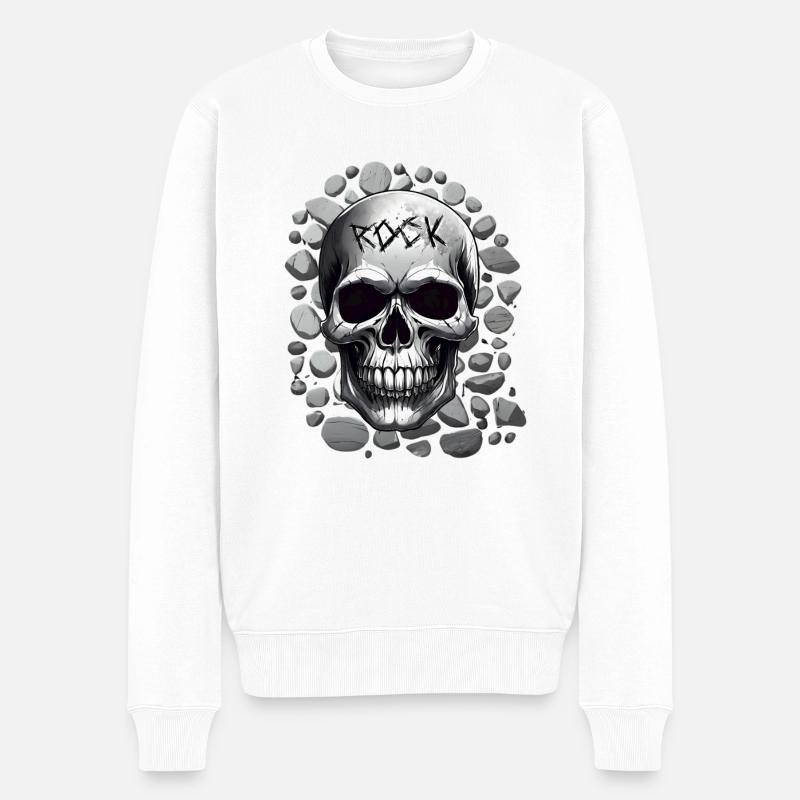 Musique rock design crâne - Pull Premium bio Homme - blanc