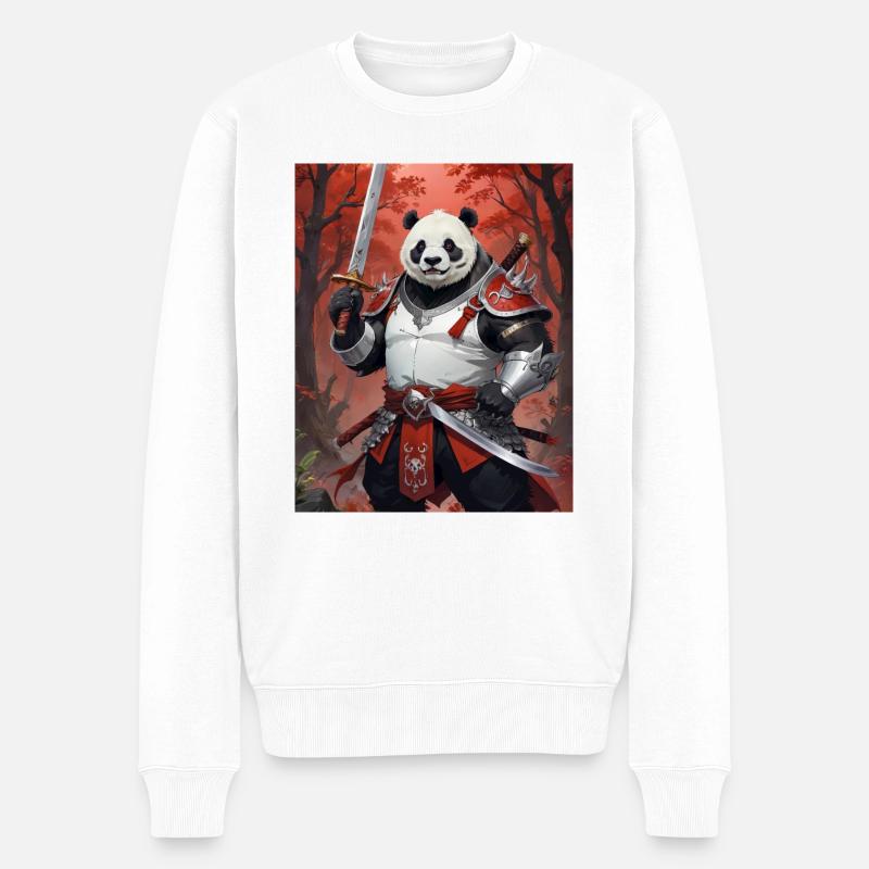 Ein monströses Ungetüm, ein Pandabär, Samurai - Männer Premium Bio Pullover - Weiß