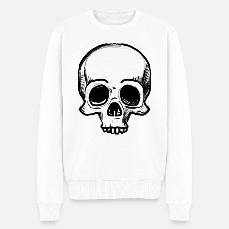 Crâne - Dessin au crayon - Pull Premium bio Homme - blanc