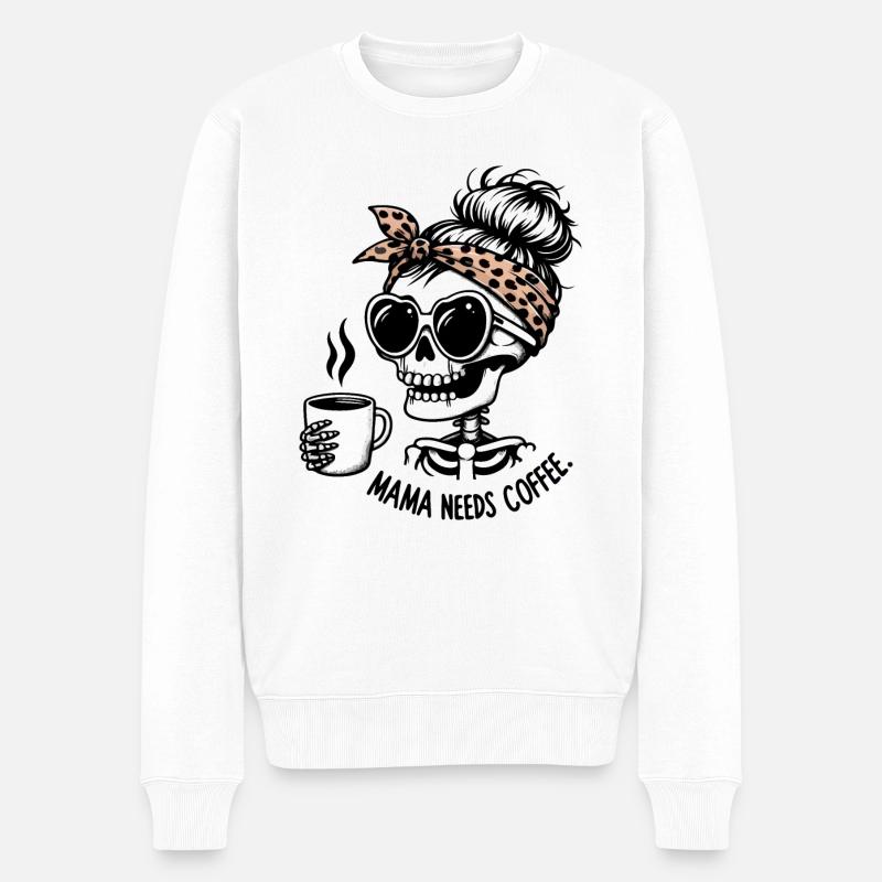 Mama a besoin de squelette de café - Pull Premium bio Homme - blanc