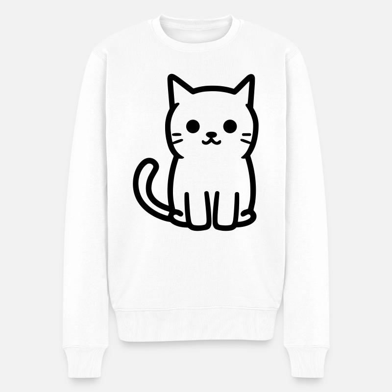 Katze - Männer Premium Bio Pullover - Weiß