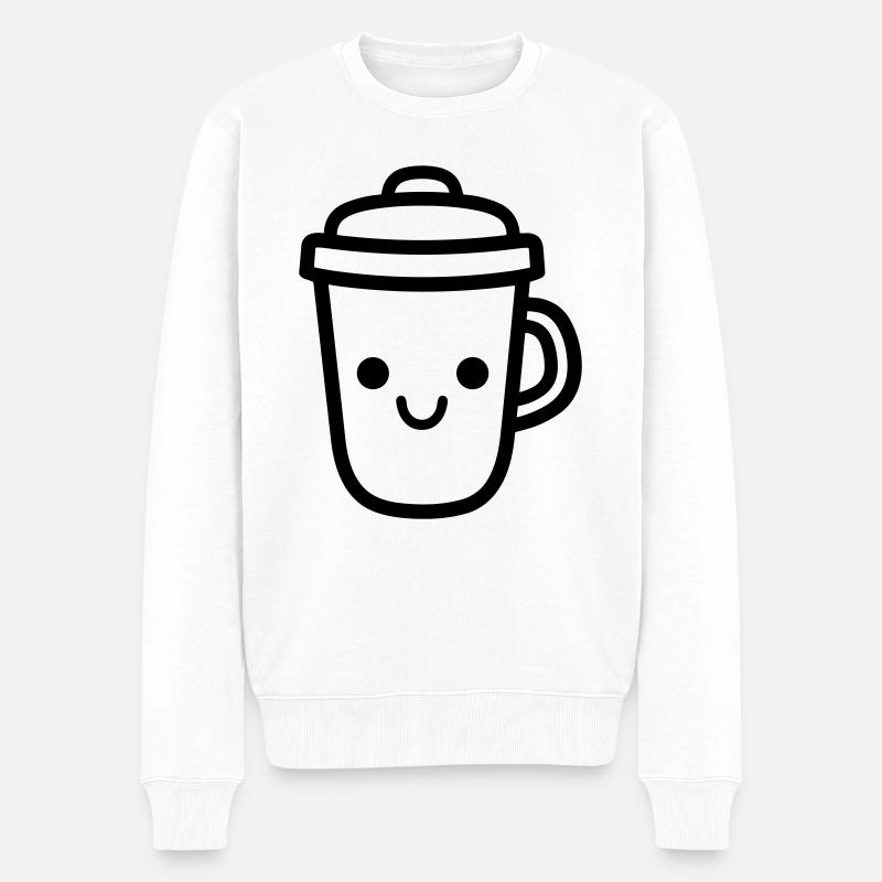 Kaffeebecher - Männer Premium Bio Pullover - Weiß