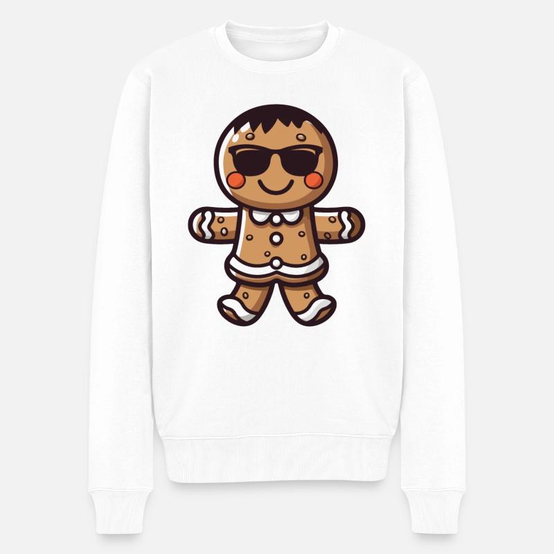 lebkuchenmann sonnenbrille - Männer Premium Bio Pullover - Weiß