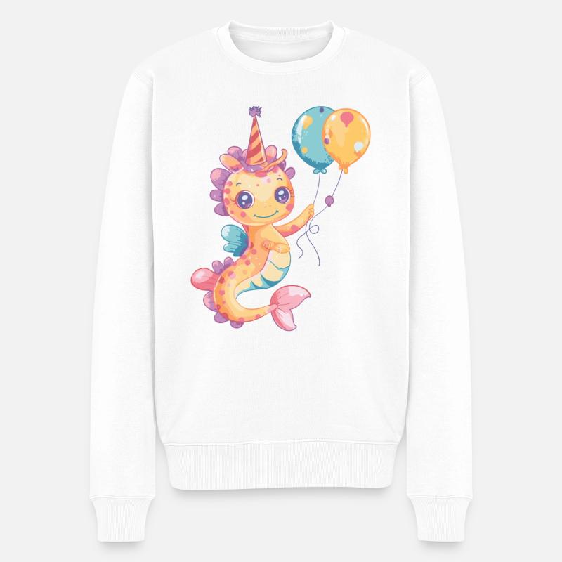Hippocampe Anniversaire Bande Dessinée Mignon - Pull Premium bio Homme - blanc