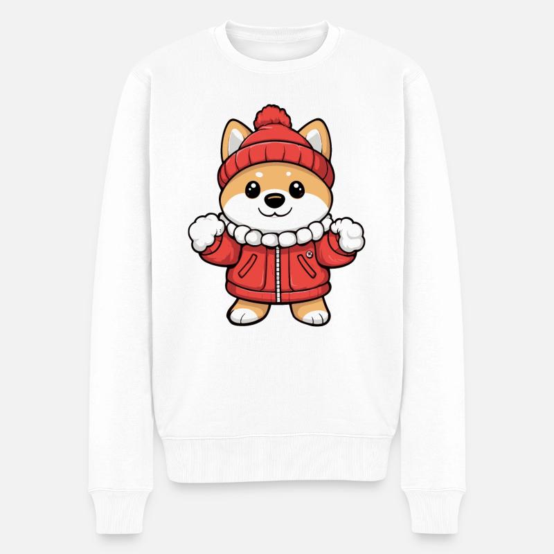 Samojede Hund Cartoon - Männer Premium Bio Pullover - Weiß