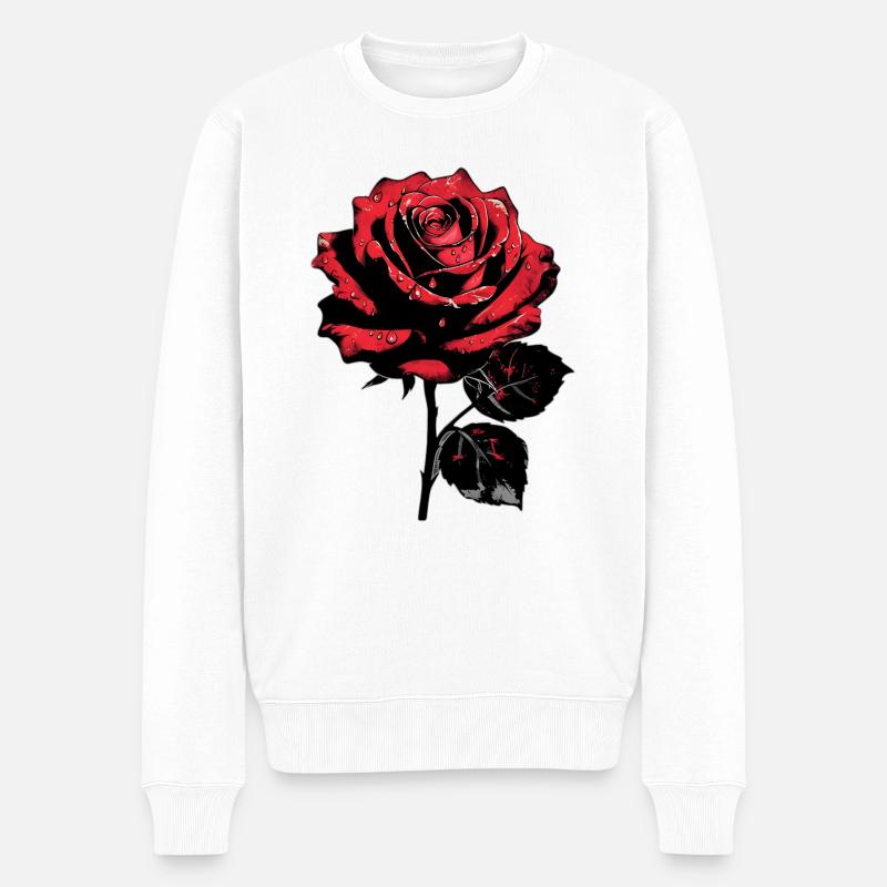 Rose - Männer Premium Bio Pullover - Weiß
