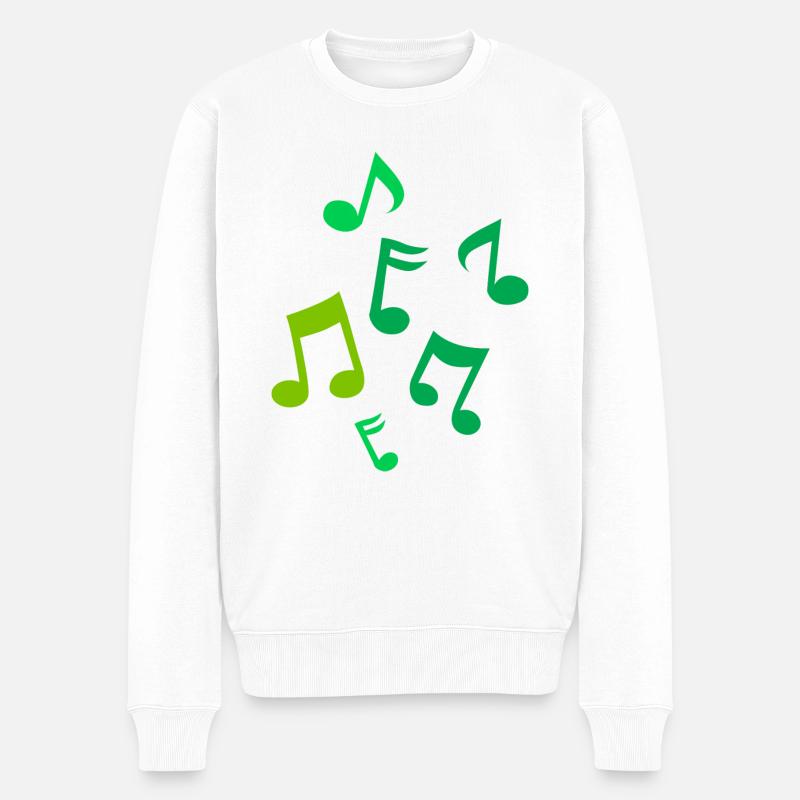 Musiknoten - Männer Premium Bio Pullover - Weiß