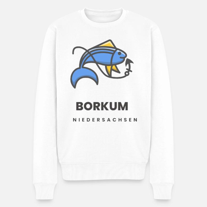Borkum - Männer Premium Bio Pullover - Weiß