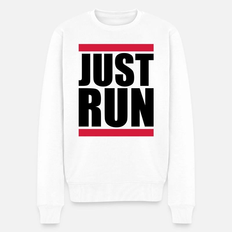 Just Run Balken Logo - Männer Premium Bio Pullover - Weiß