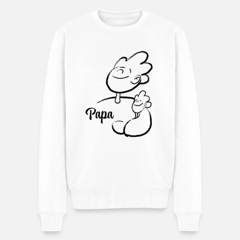 Vater und Sohn Illustration - Männer Premium Bio Pullover - Weiß