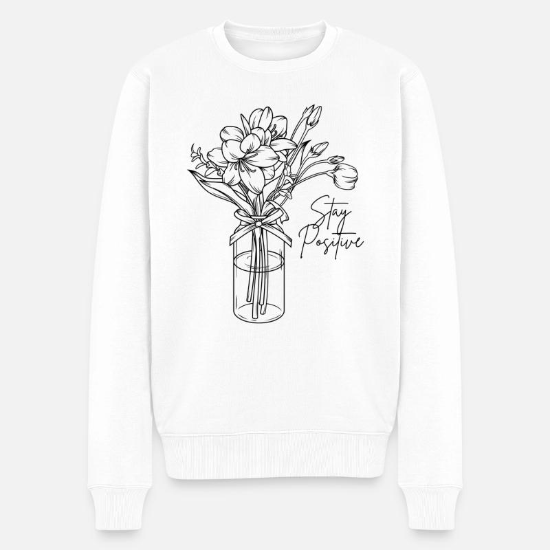 Stay Positive Flower - Männer Premium Bio Pullover - Weiß