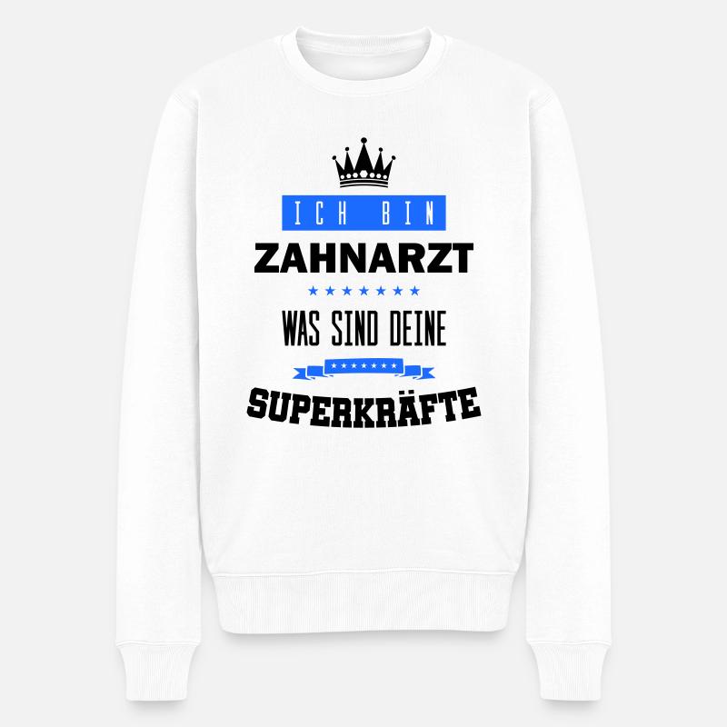 zahnarzt superkräfte - Männer Premium Bio Pullover - Weiß