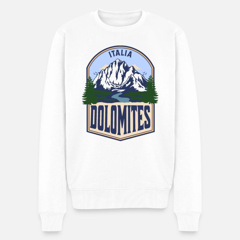 Dolomiten Italien Vintage Berg - Männer Premium Bio Pullover - Weiß
