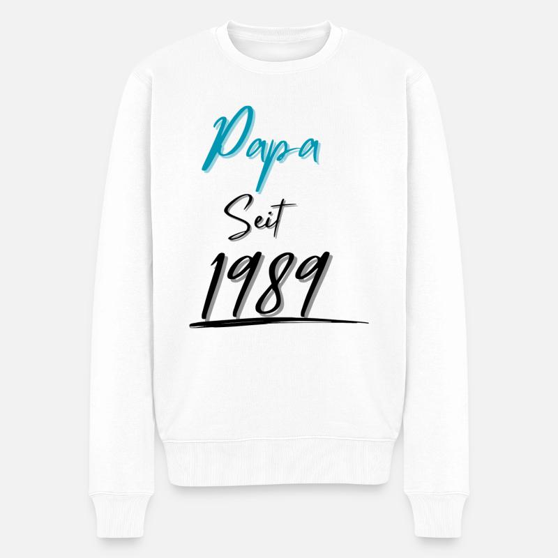 Papa seit 1989 - Männer Premium Bio Pullover - Weiß