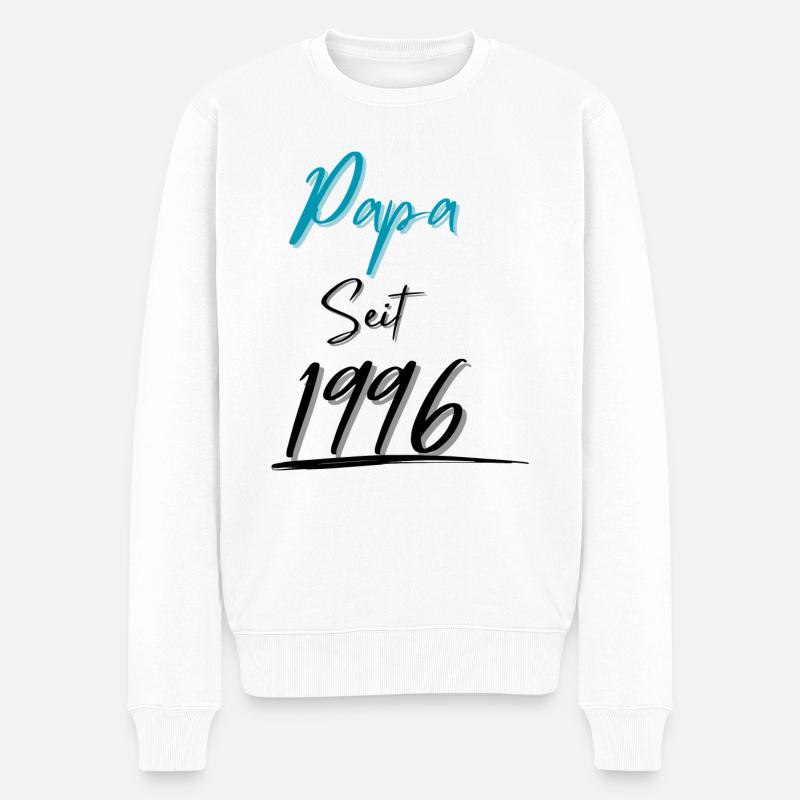 Papa seit 1996 - Männer Premium Bio Pullover - Weiß