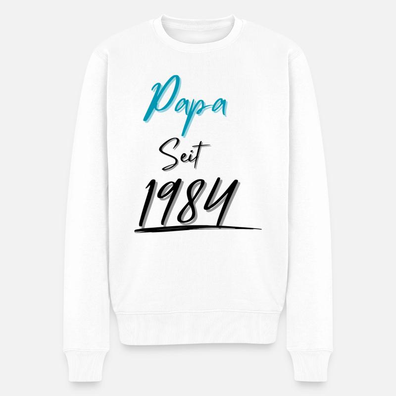 Papa seit 1984 - Männer Premium Bio Pullover - Weiß