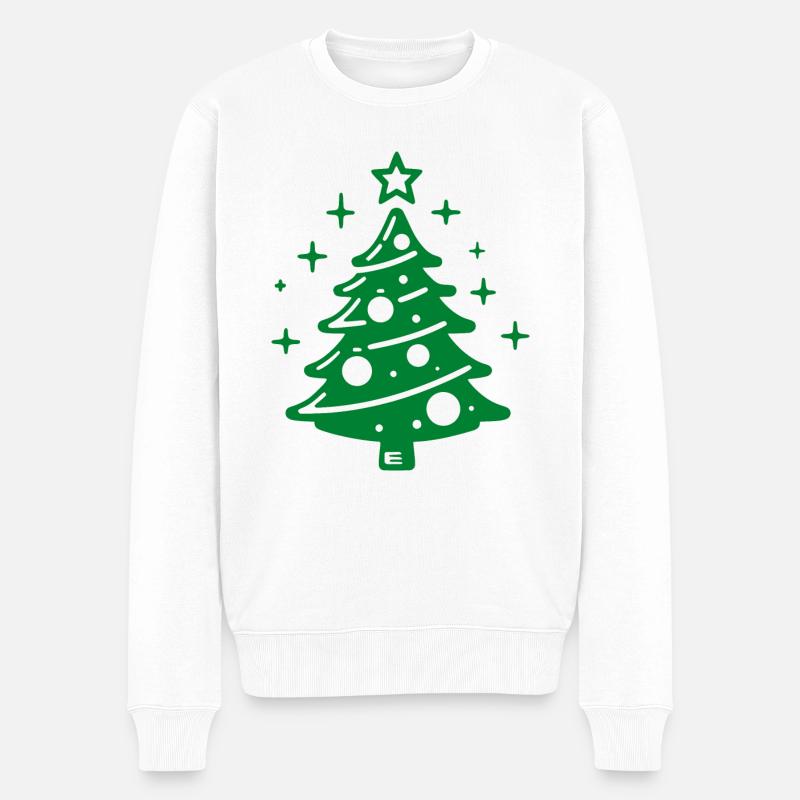 Weihnachtsbaum grün - Männer Premium Bio Pullover - Weiß