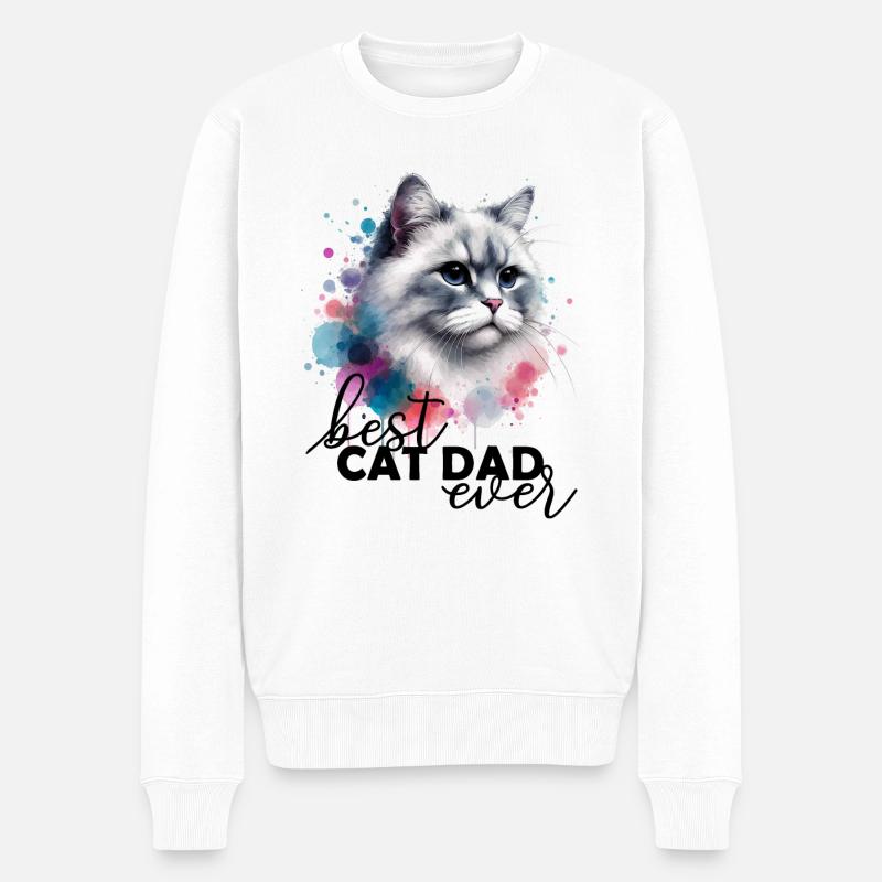 Meilleur Chat Papa Chat - Pull Premium bio Homme - blanc