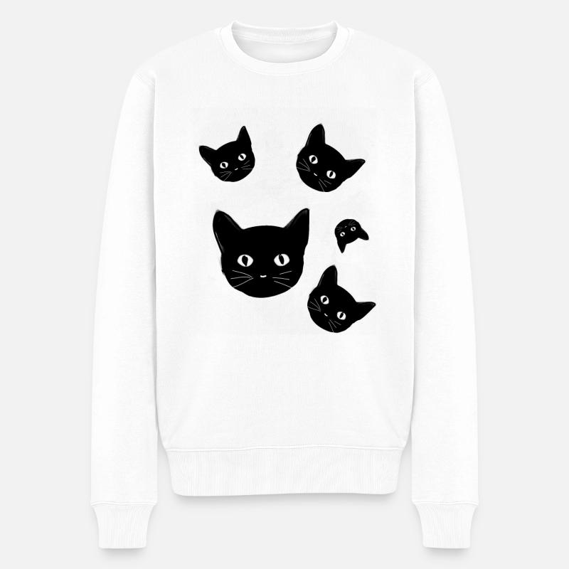 Chats,chat,tête de chat,chat noir - Pull Premium bio Homme - blanc