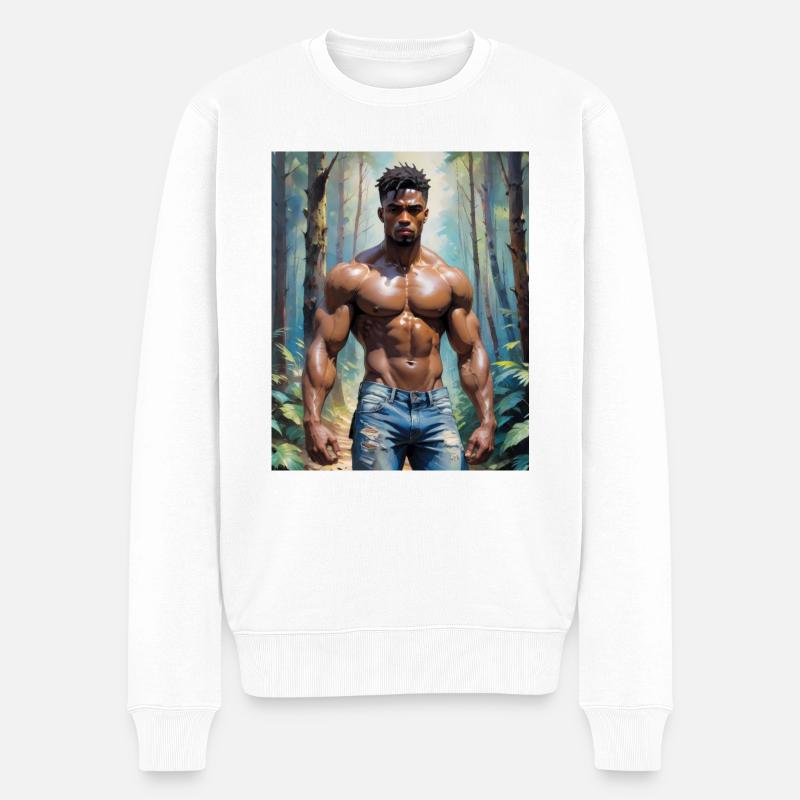 Hübsche Männer mit muskulösem Körper – in der Natur - Männer Premium Bio Pullover - Weiß