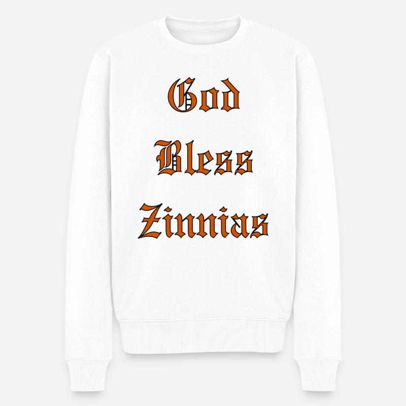 GodBlessZinnias - Männer Premium Bio Pullover - Weiß