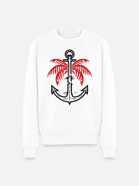 Palm Tree Anchor Icon - Men's Premium Organic Jumper - white