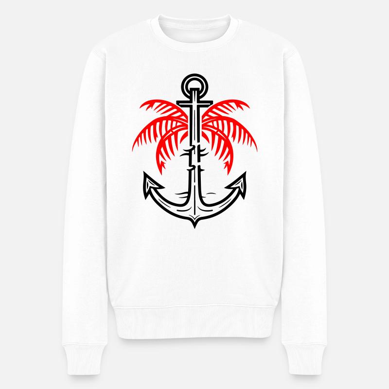 Icône d’ancre de palmier - Pull Premium bio Homme - blanc