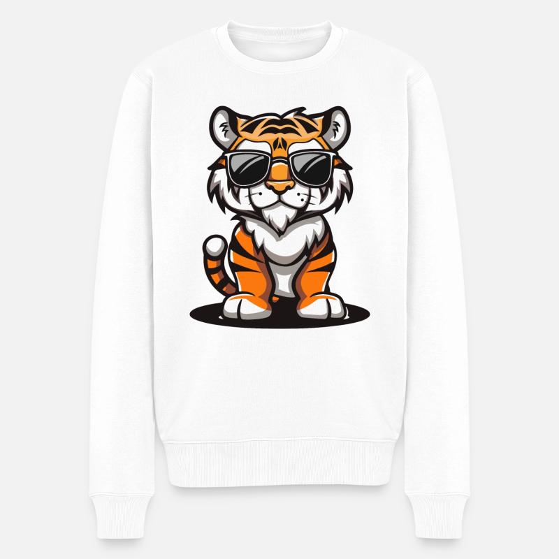 Tigre Bande Dessinée Cool - Pull Premium bio Homme - blanc