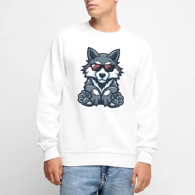 Wolf Comic Cool Männer Premium Bio Pullover