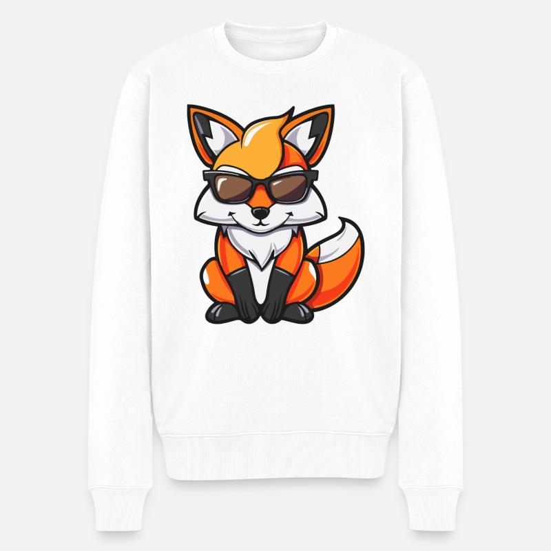 Fuchs Comic Cool - Männer Premium Bio Pullover - Weiß