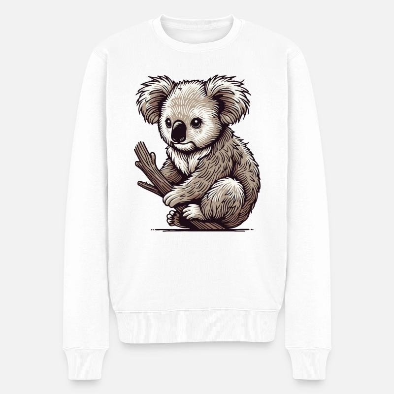 Koala - Männer Premium Bio Pullover - Weiß