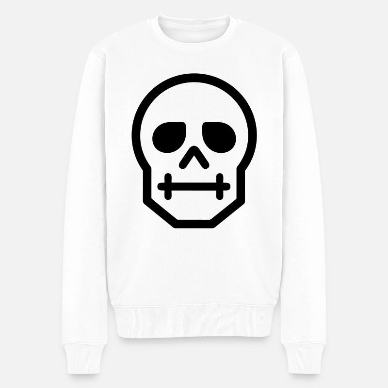 Schädel - Männer Premium Bio Pullover - Weiß