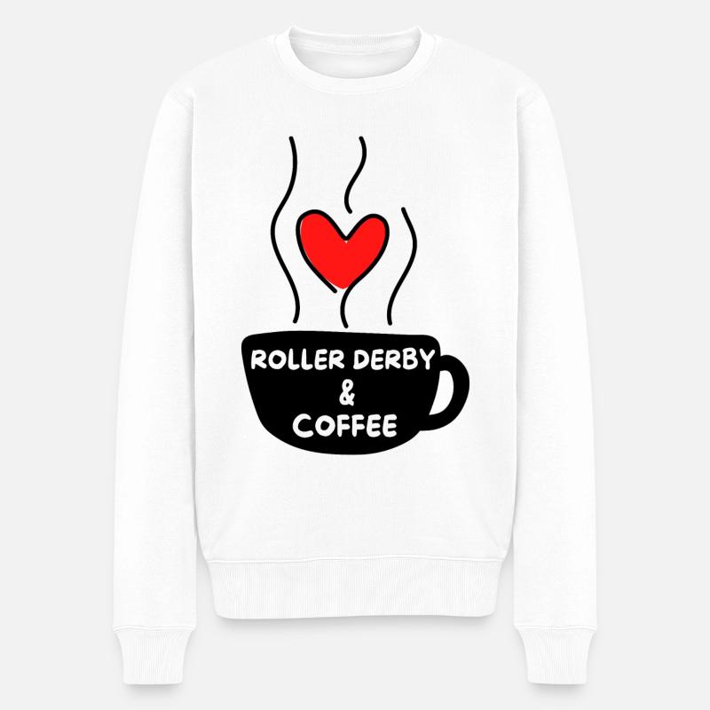 Roller derby & café. - Pull Premium bio Homme - blanc