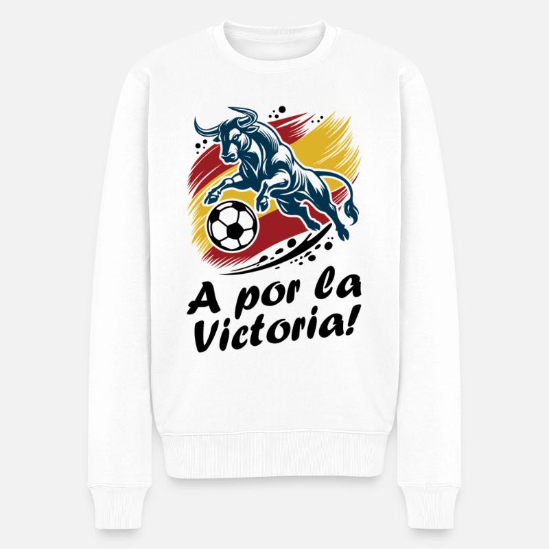 Spanischer Fußballer Bull - Männer Premium Bio Pullover - Weiß