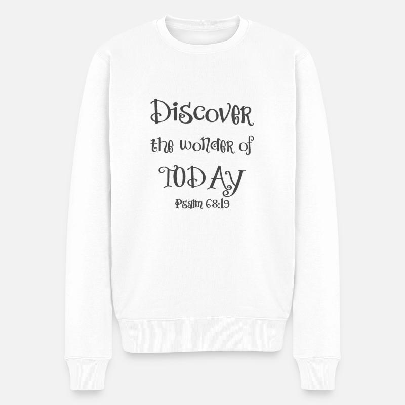Christliches Design Entdecken Sie das Wunder von heute - Männer Premium Bio Pullover - Weiß