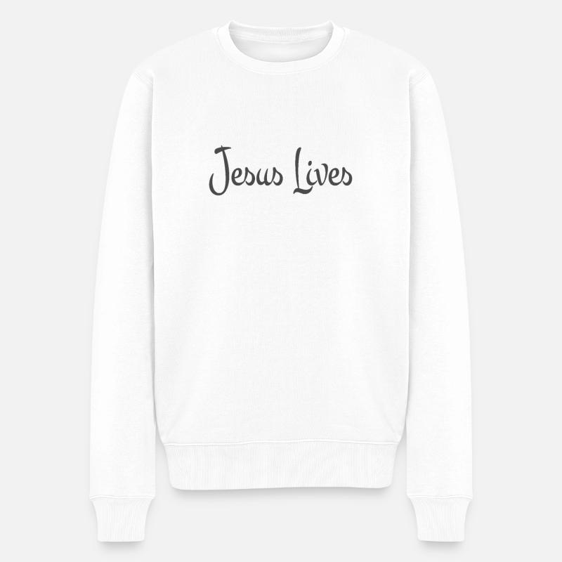 Conception chrétienne Jésus vit - Pull Premium bio Homme - blanc