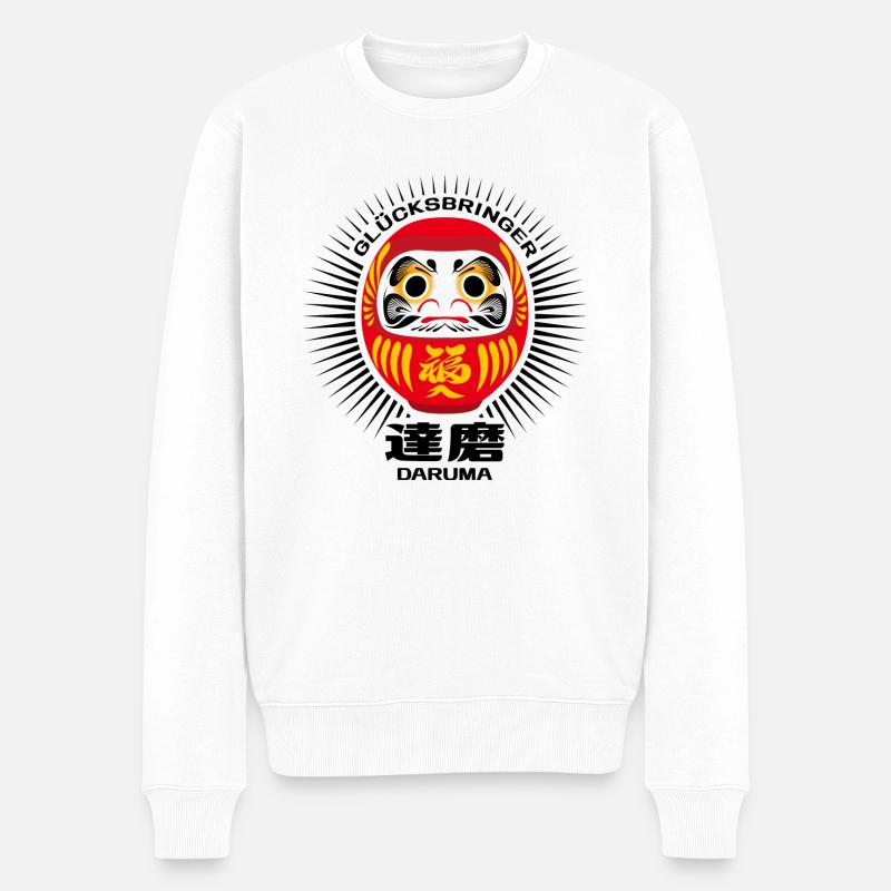 Daruma - Glücksbringer - Männer Premium Bio Pullover - Weiß