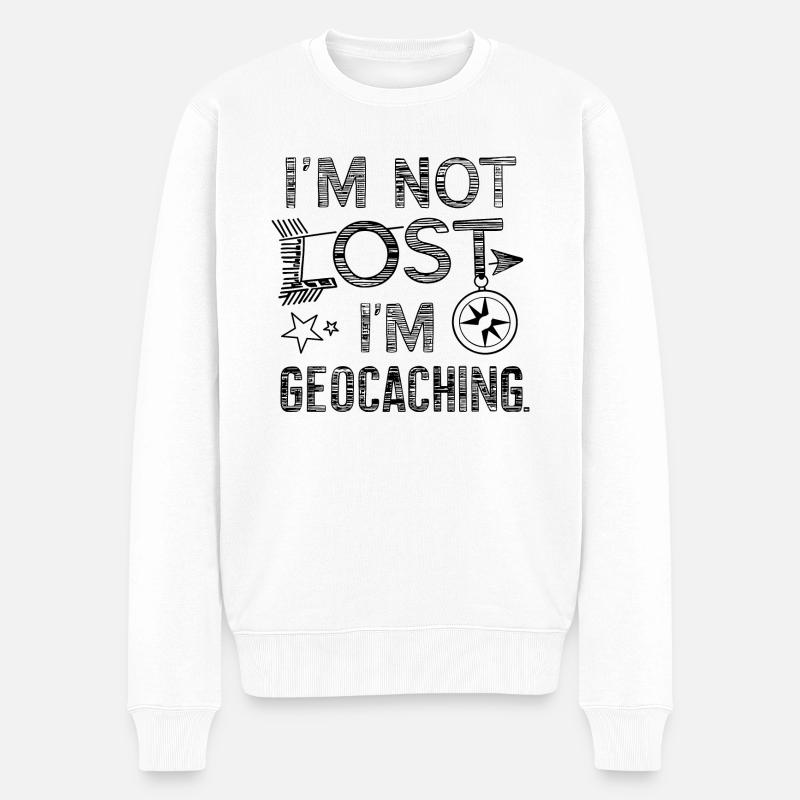 Ich bin nicht verloren, ich bin Geocaching Abenteuer - Männer Premium Bio Pullover - Weiß