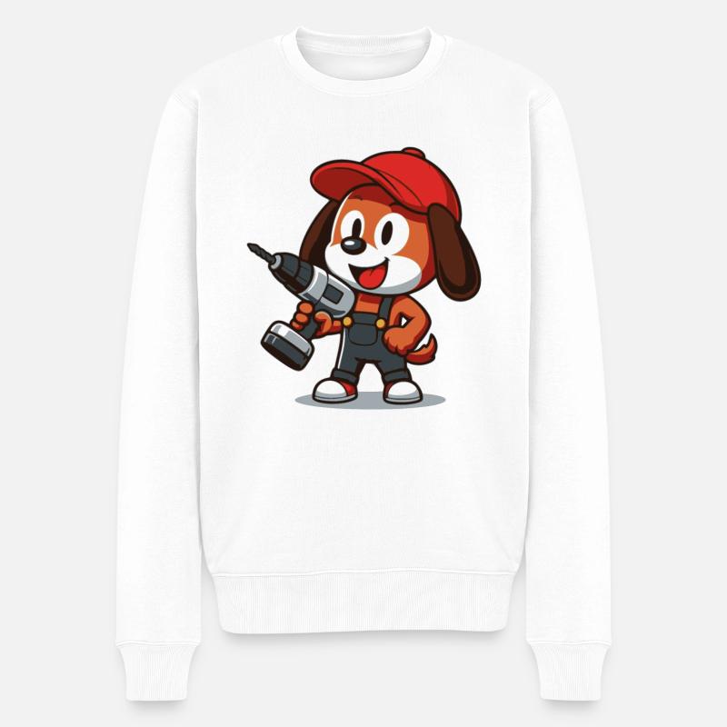 Arbeitshund - Männer Premium Bio Pullover - Weiß