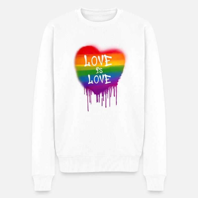 love is love,love,herz,graffiti,malerei - Männer Premium Bio Pullover - Weiß